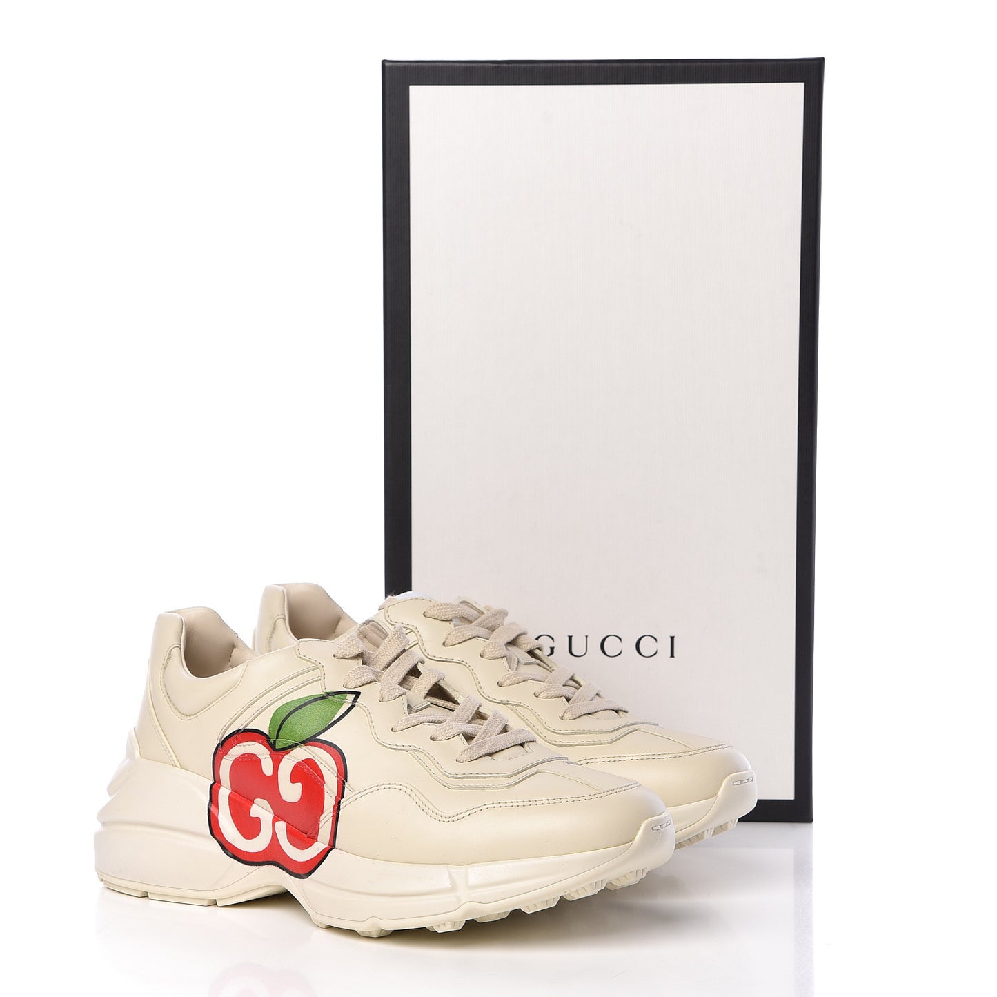 Calfskin GG Apple Womens Rhyton Sneakers 39 Ivory