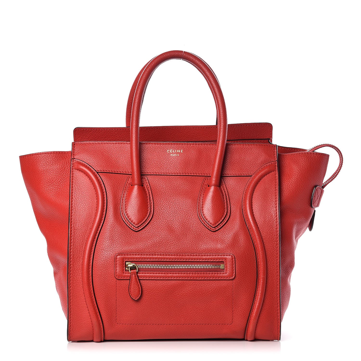 Celine Drummed Calfskin Mini Luggage Coquelicot 1 of 9