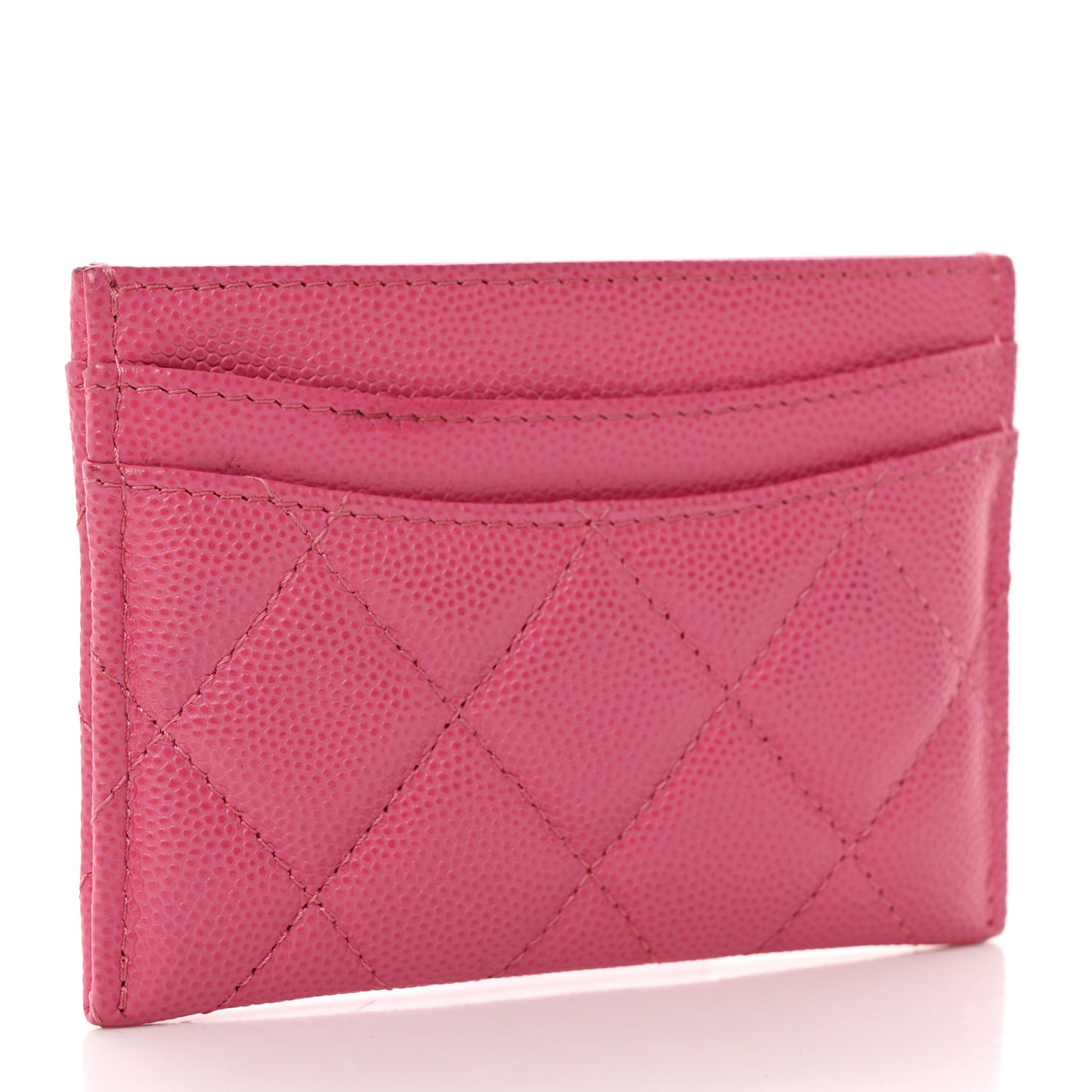 Caviar Quilted Card Holder Fuchsia