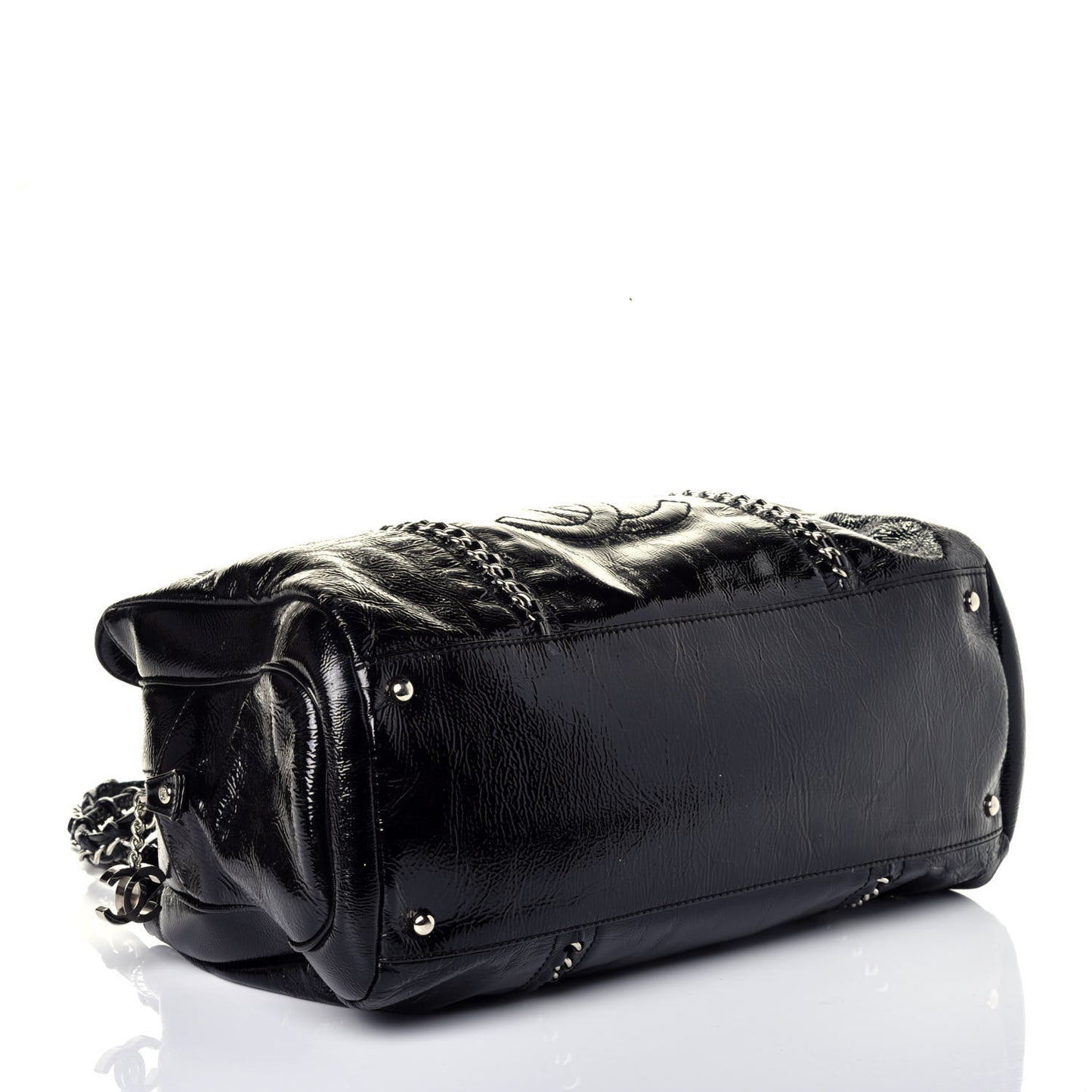 Patent Calfskin Large Luxe Ligne Tote Black