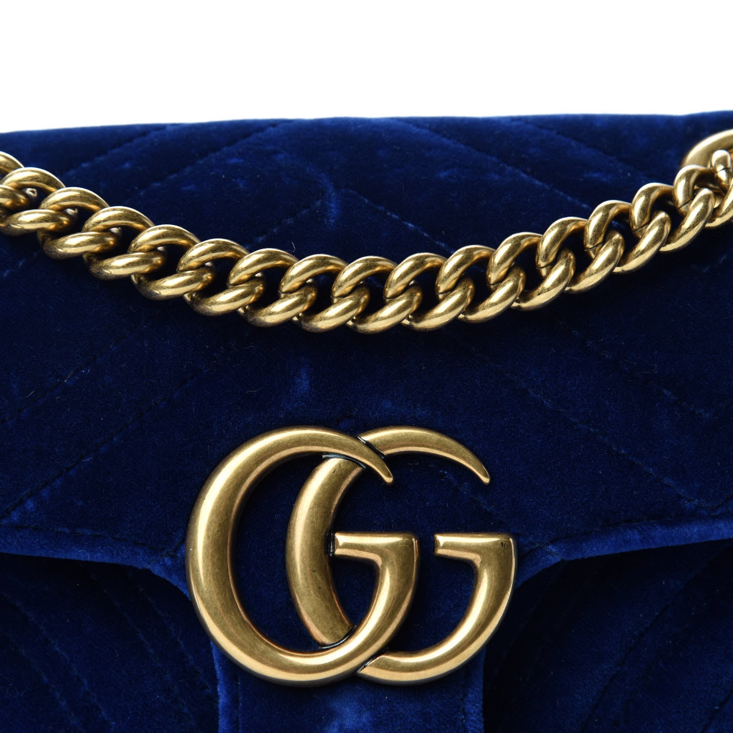 Gucci Velvet Matelasse Mini GG Marmont Shoulder Bag Cobalt Blue 10 of 10