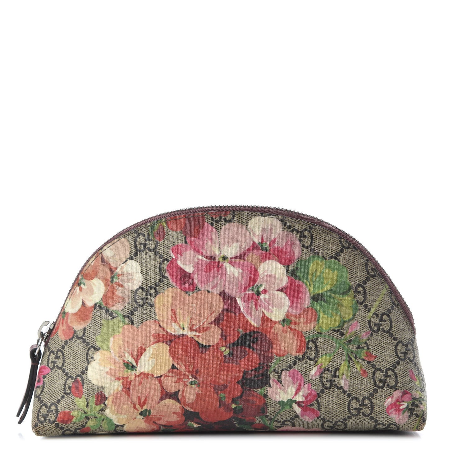 GG Supreme Monogram Blooms Large Pouch Cosmetic Case Beige Multicolor Dry Rose