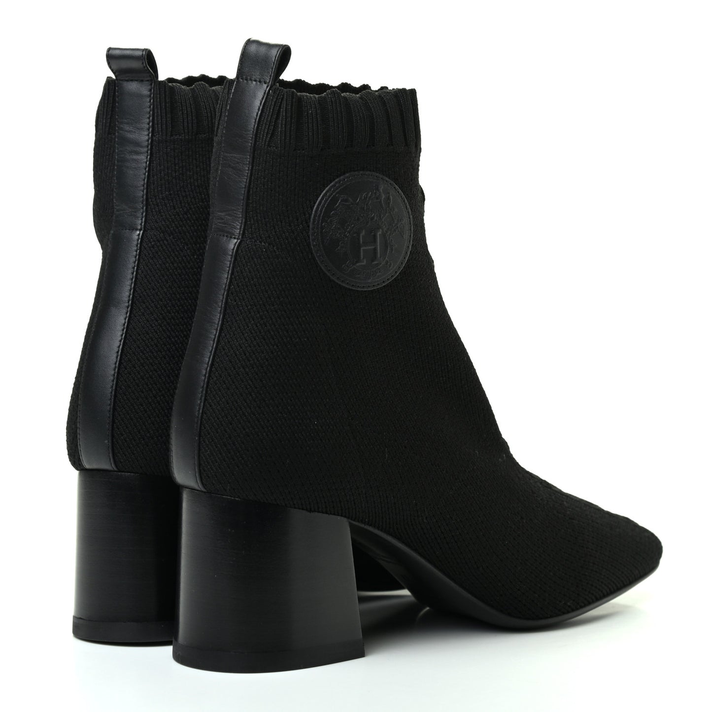 Knit Calfskin Volver Ankle Boots 37 Black