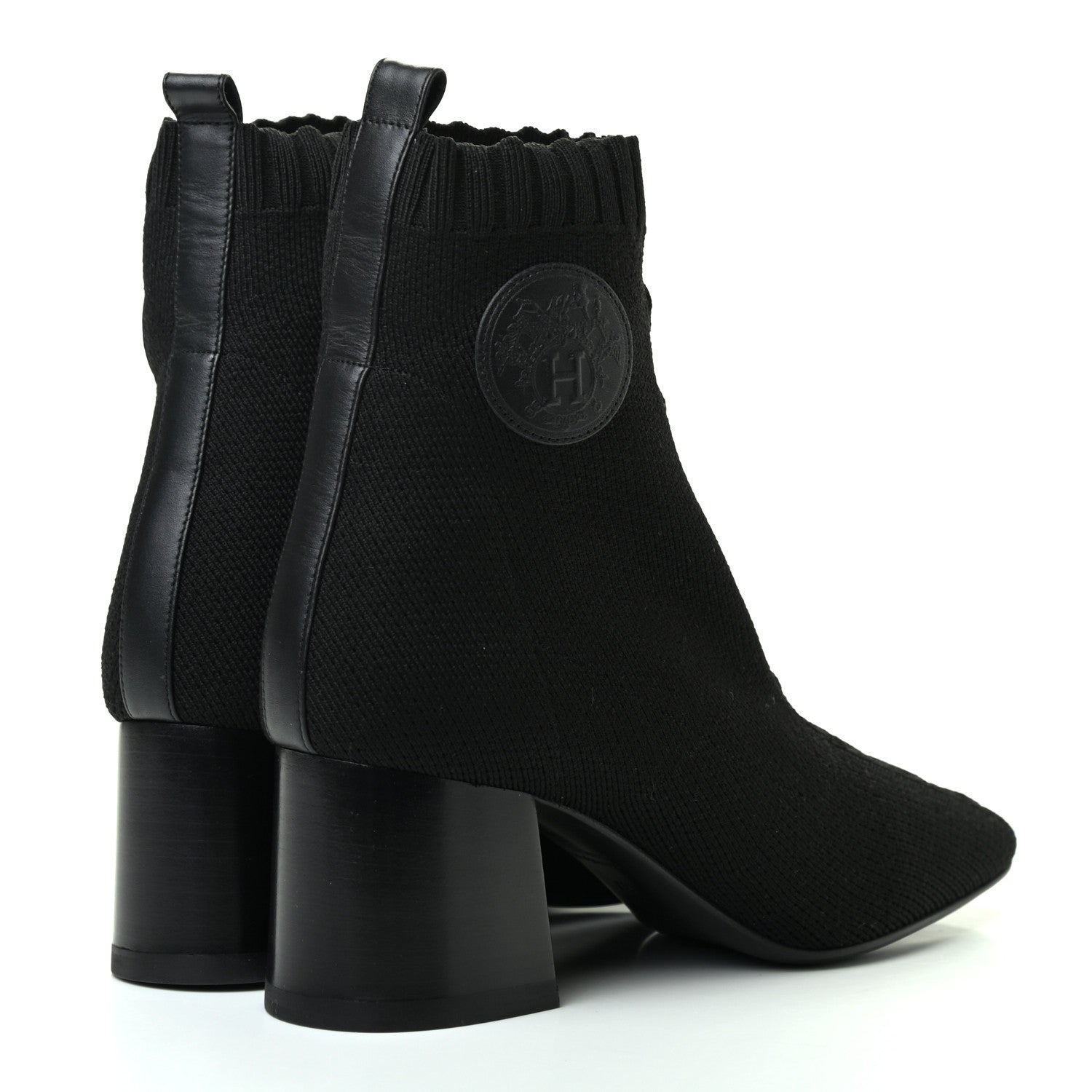 Hermes Knit Calfskin Volver Ankle Boots 37 Black 4 of 8