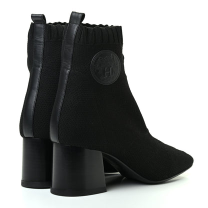 Hermes Knit Calfskin Volver Ankle Boots 37 Black 4 of 8