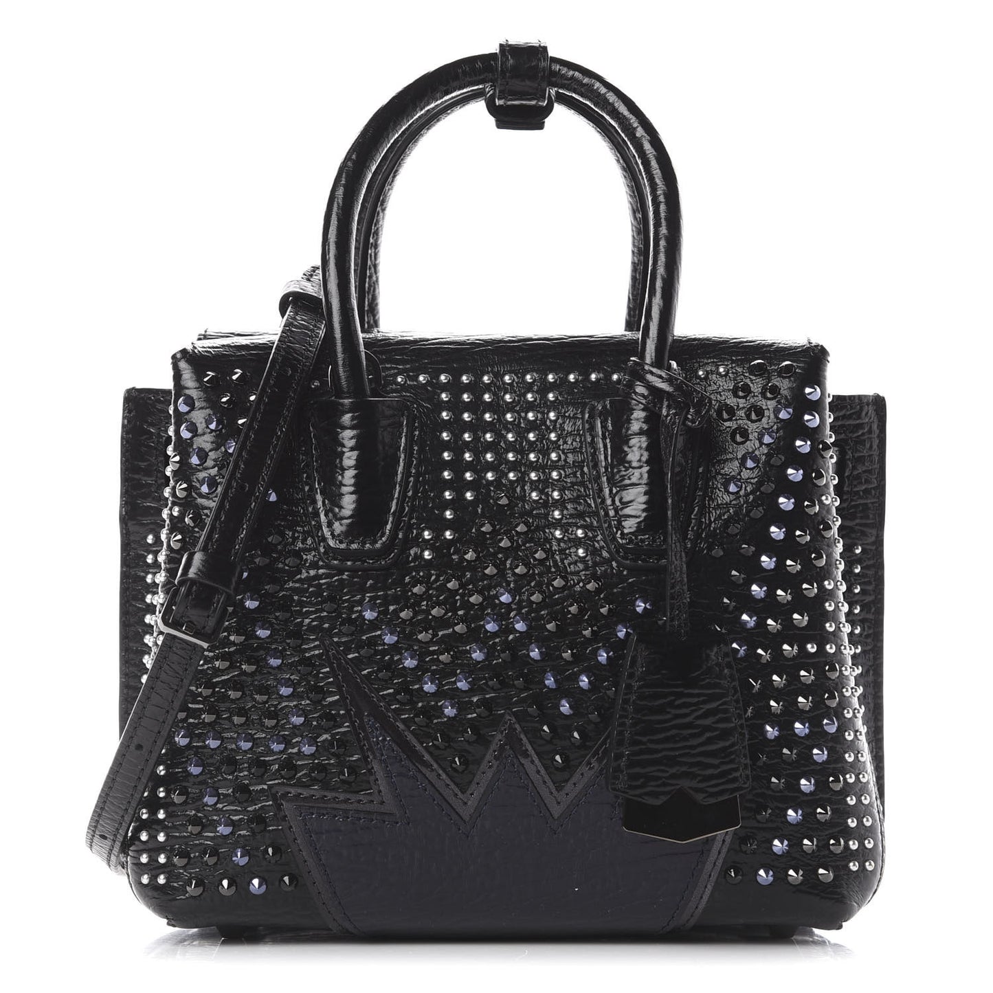 Calfskin Studded Cyber Studs Mini Milla Tote Black