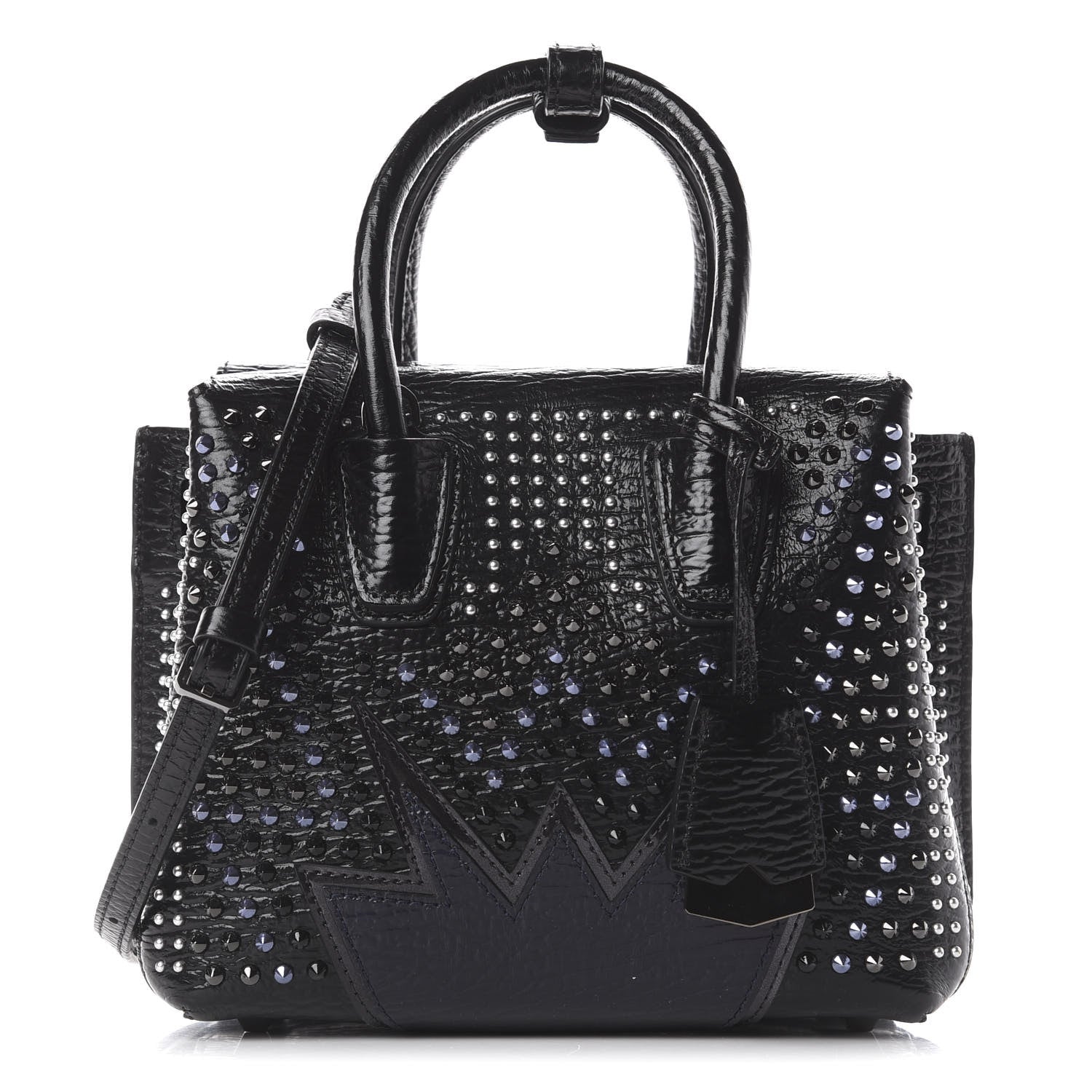 MCM Calfskin Studded Cyber Studs Mini Milla Tote Black 1 of 8