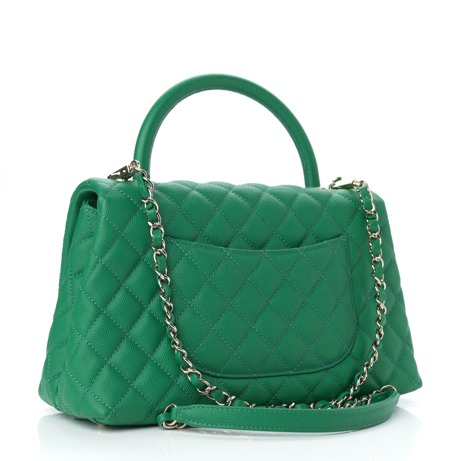 Chanel Caviar Quilted Small Coco Handle Flap Green 2 of 9