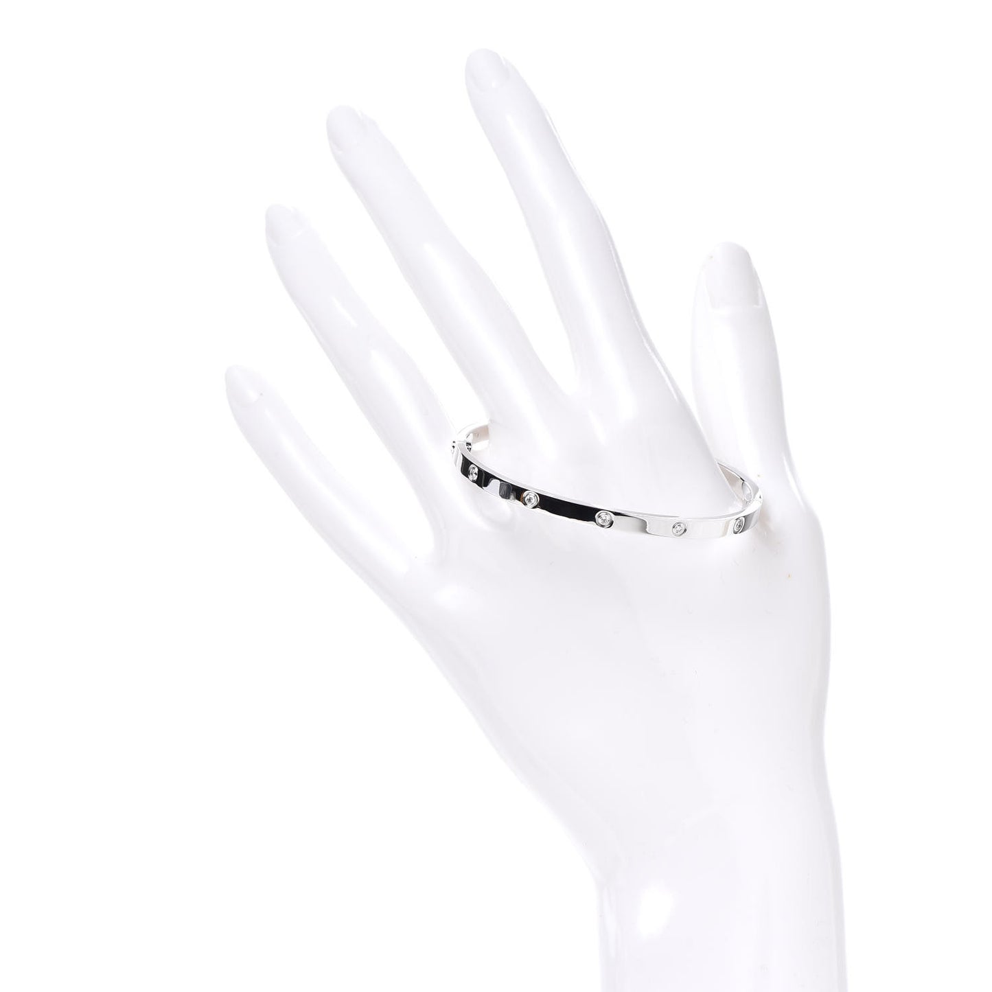 18K White Gold 10 Diamond Small LOVE Bracelet 16