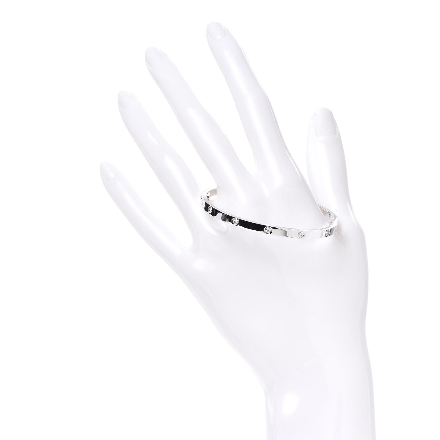 Cartier 18K White Gold 10 Diamond Small LOVE Bracelet 16 2 of 7