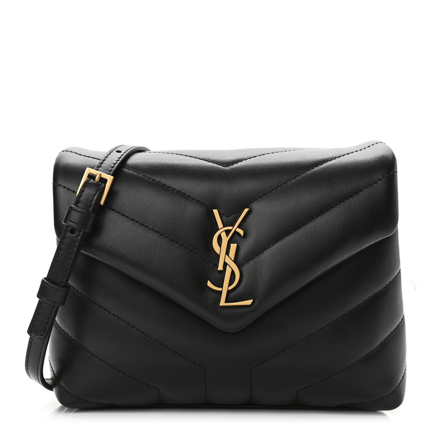 Saint Laurent Calfskin Y Quilted Monogram Toy Loulou Crossbody Bag Black 1 of 11