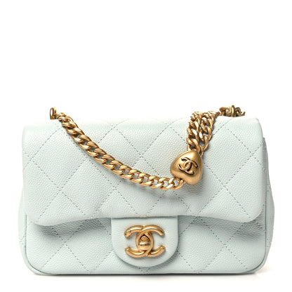 Chanel Caviar Quilted Mini Rectangular Sweetheart Flap Light Blue 1 of 10