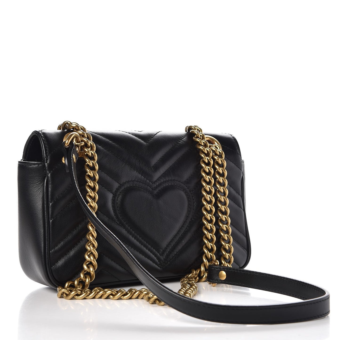 Calfskin Matelasse Mini GG Marmont Shoulder Bag Black