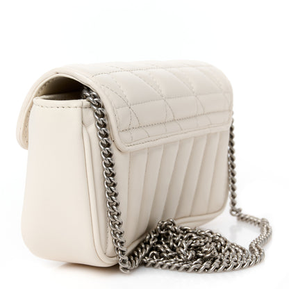 Gucci Calfskin Matelasse Aria Super Mini GG Marmont Shoulder Bag Mystic White 3 of 11