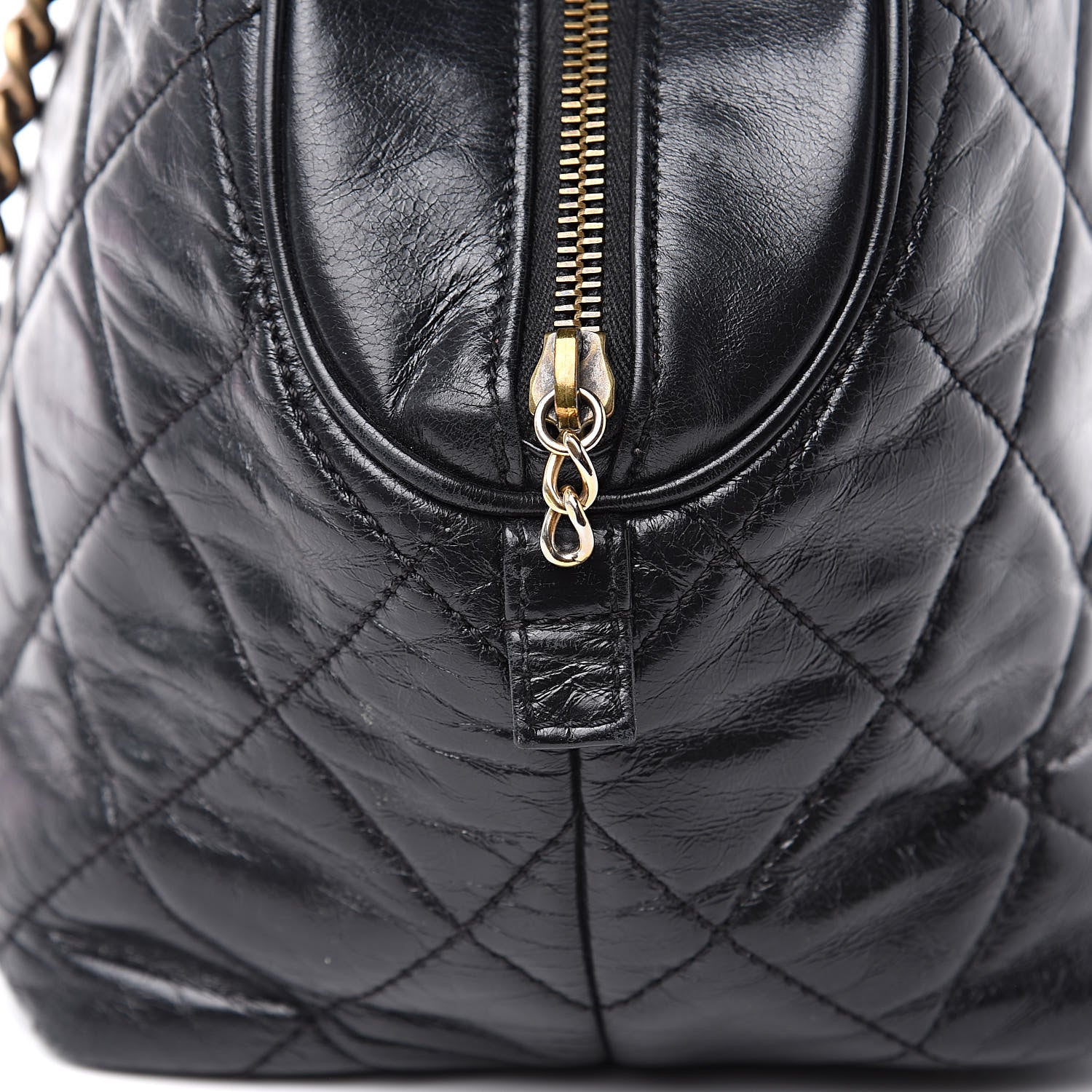 Chanel Glazed Calfskin Castle Rock Bowling Bag Black 12 of 16