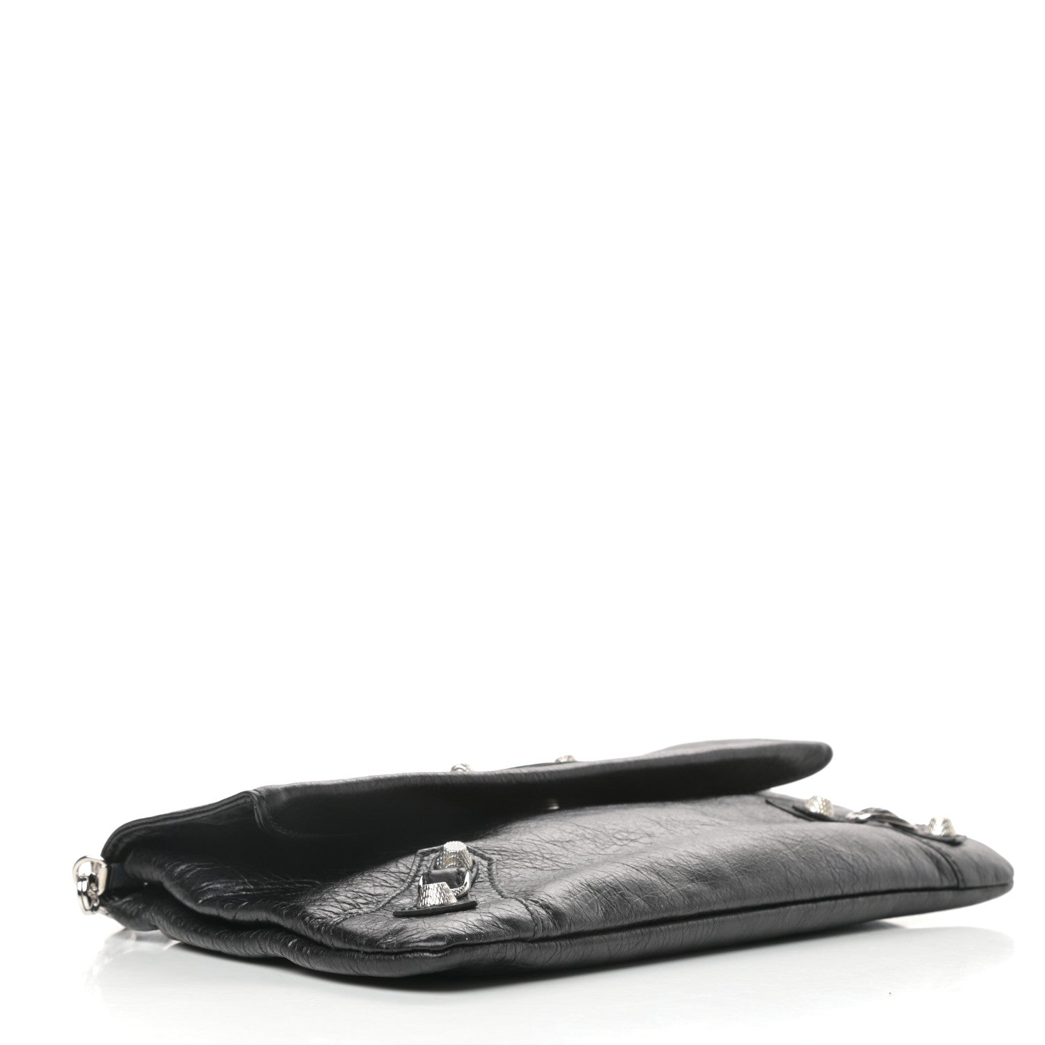 Balenciaga Agneau Giant 12 Silver Hardware Envelope Strap Clutch Black 4 of 9