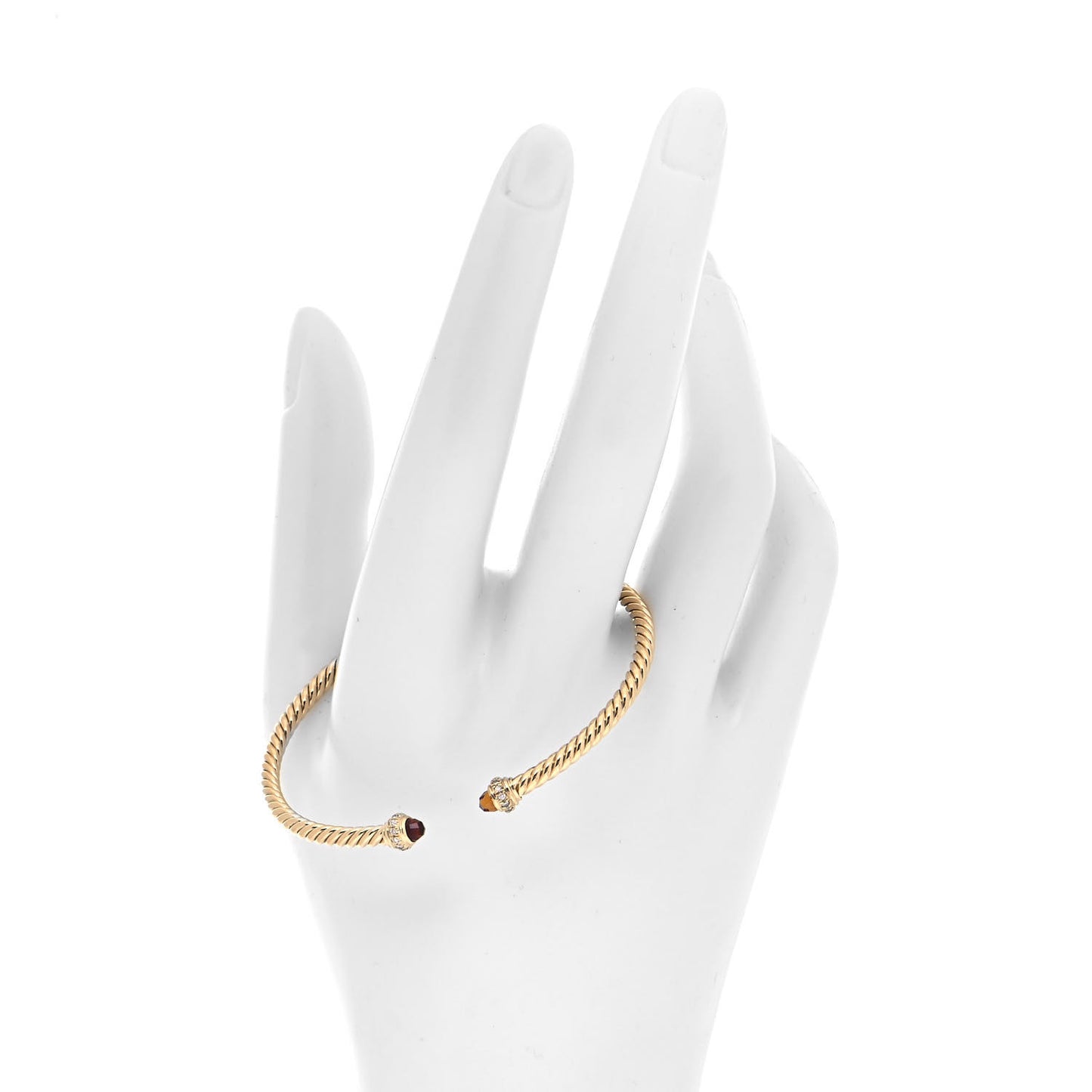 18K Yellow Gold Diamond Citrine 3mm Cablespira Bracelet