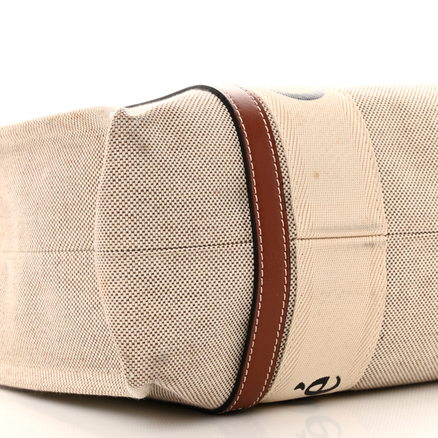 Chloe Cotton Calfskin Medium Woody Ribbon Tote White Brown 9 of 11