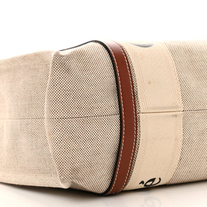 Chloe Cotton Calfskin Medium Woody Ribbon Tote White Brown 9 of 11