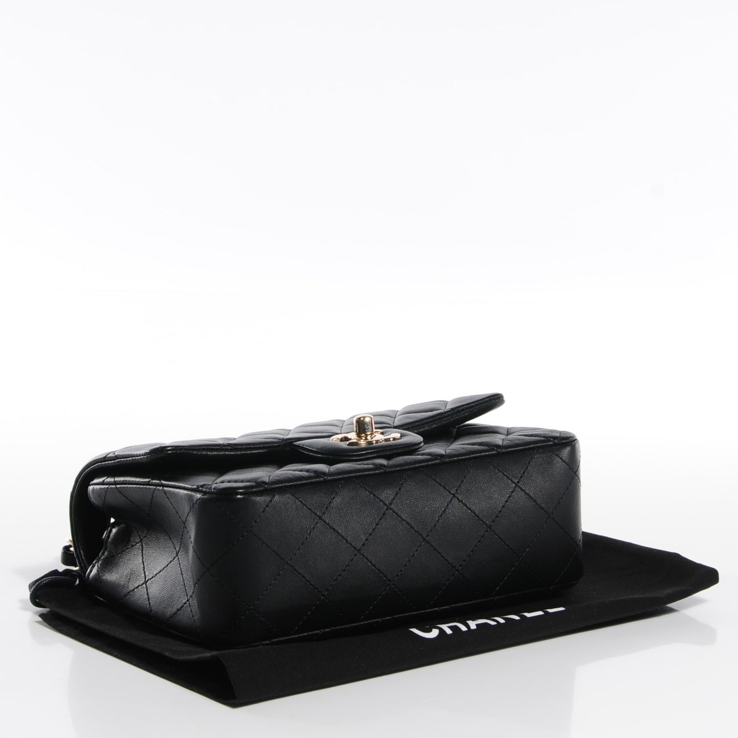 Lambskin Quilted Mini Rectangular Flap Black