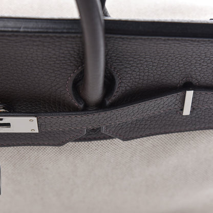 Hermes Toile Togo Birkin 40 Chocolate 37 of 37