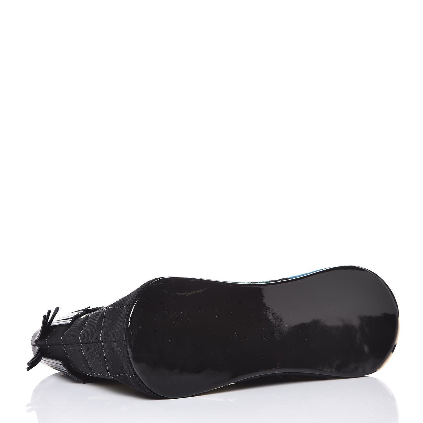 Canvas Patent Fringe Tote Black