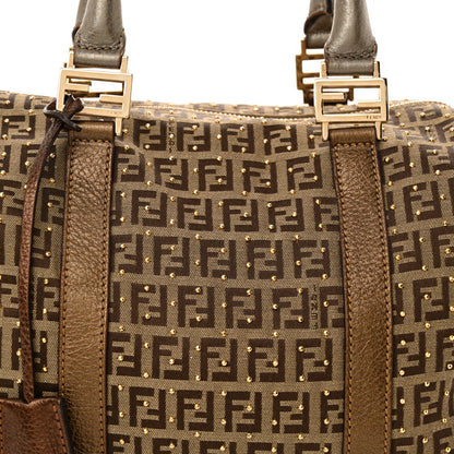 Fendi Zucchino Spalmati Studded Boston Mogano Panna Bruciato 8 of 11