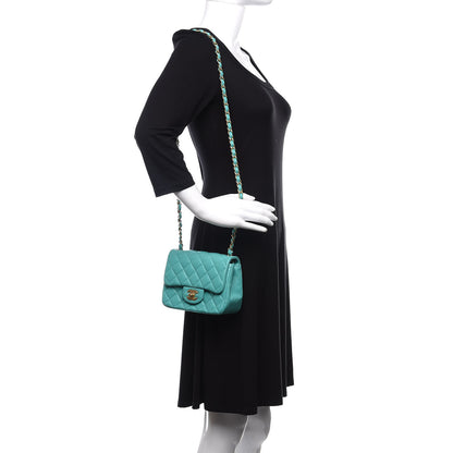 Chanel Lambskin Quilted Mini Square Flap Turquoise 2 of 10