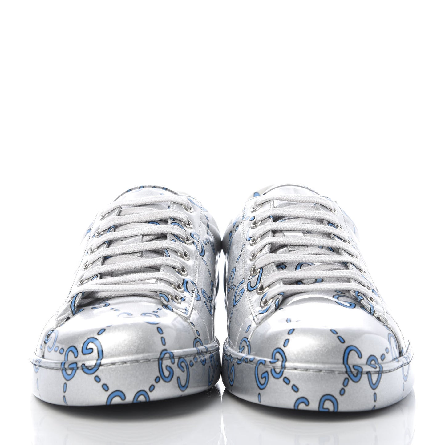 Miro Rubber Wax GucciGhost Print Mens New Ace Sneakers 10 Silver