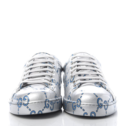 Gucci Miro Rubber Wax GucciGhost Print Mens New Ace Sneakers 10 Silver 2 of 10