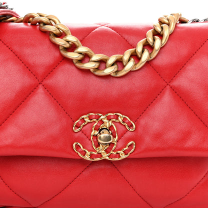 Chanel Goatskin Quilted Medium Chanel 19 Flap Red 7 of 9