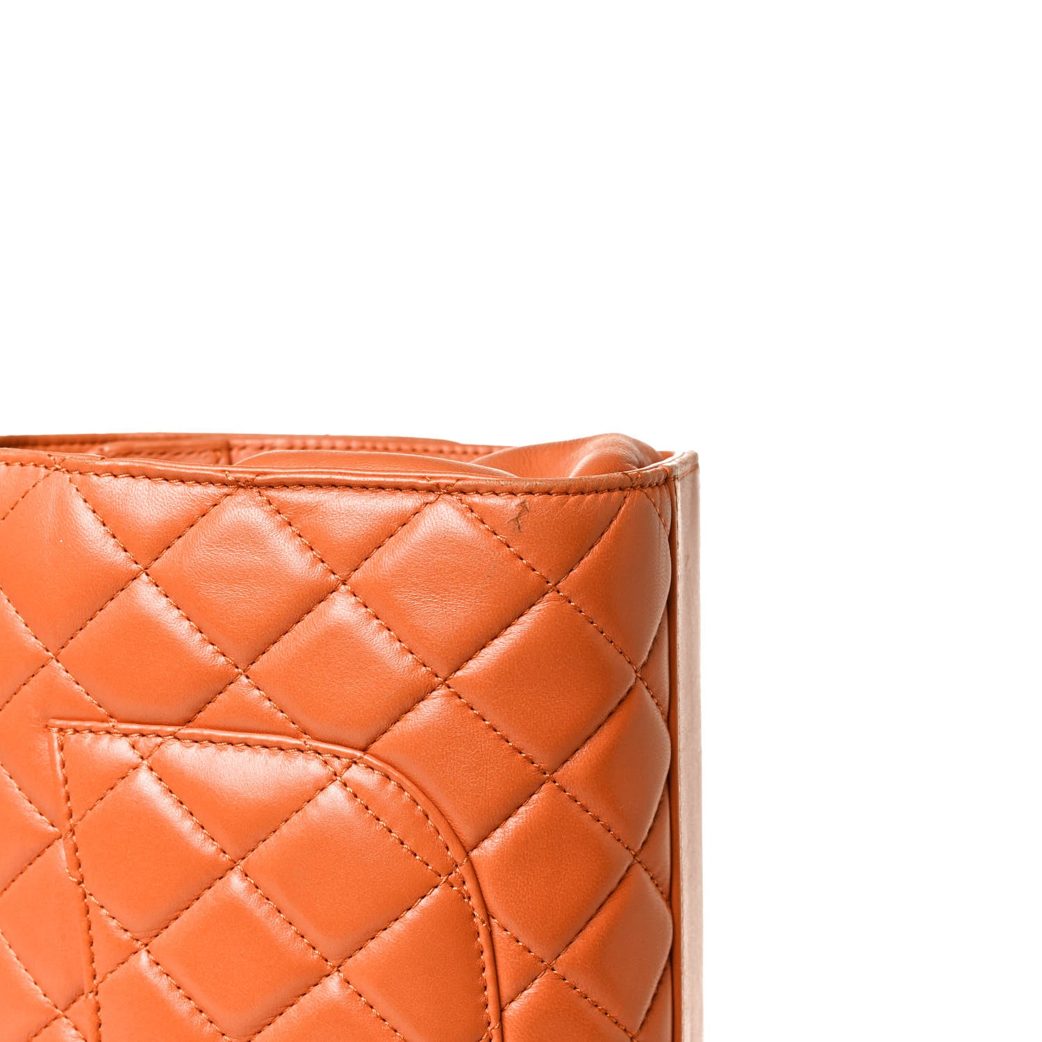 Chanel Lambskin Quilted Jumbo Grocery By Chanel Drawstring Shopping Bag Orange 9 of 9