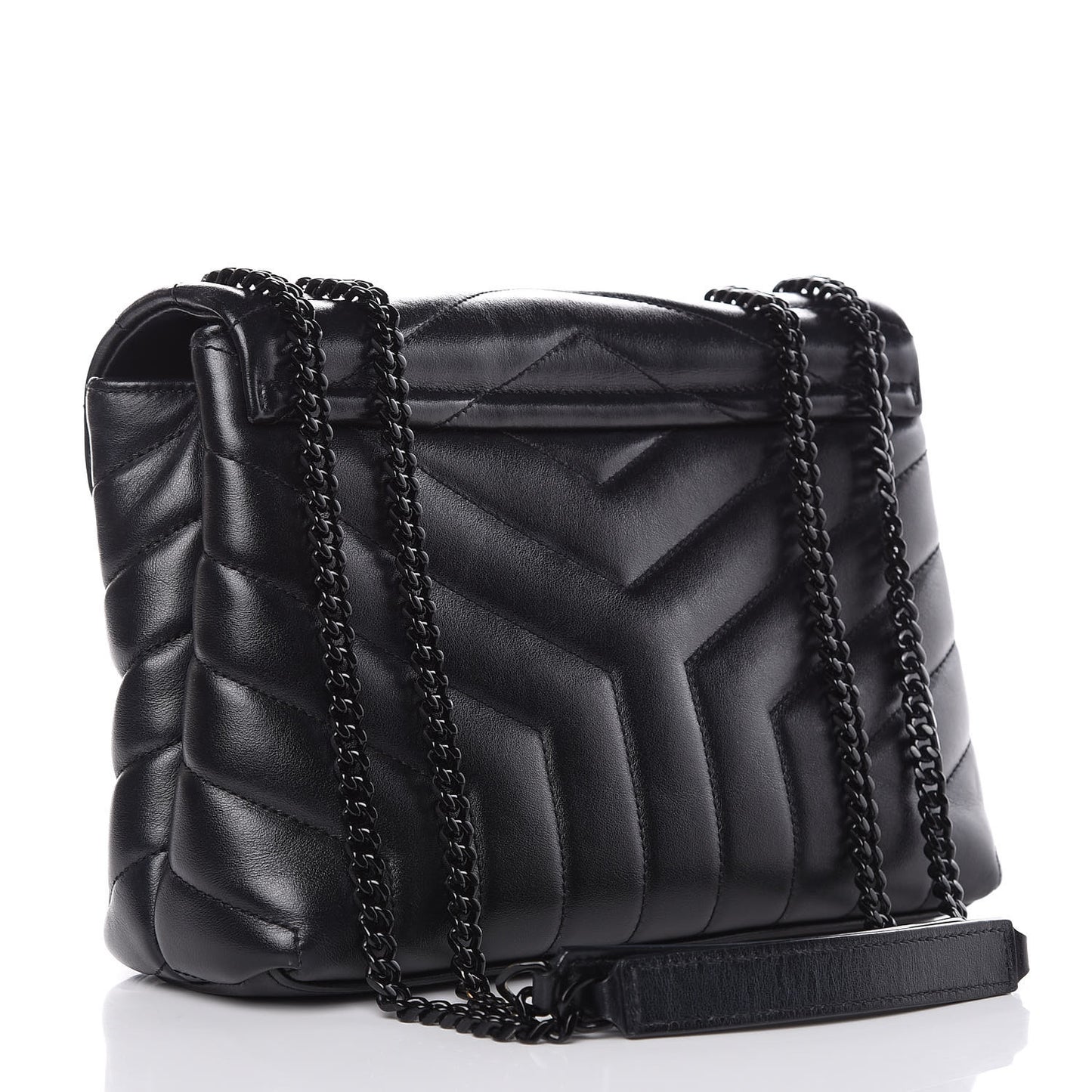 Calfskin Y Quilted Monogram Small Loulou Chain Satchel Black