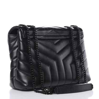 Saint Laurent Calfskin Y Quilted Monogram Small Loulou Chain Satchel Black 3 of 9