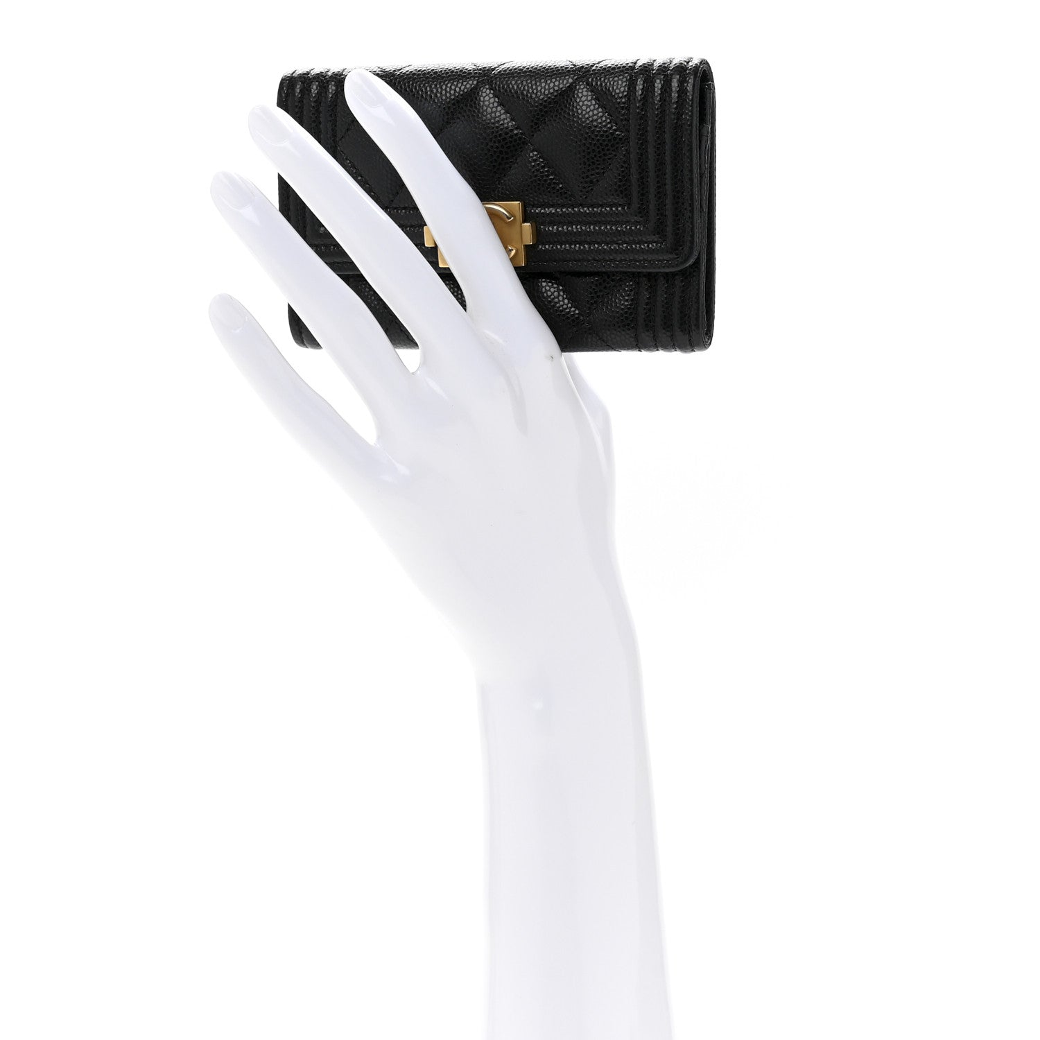 Chanel Caviar Quilted Boy Flap Card Holder Black 2 of 10