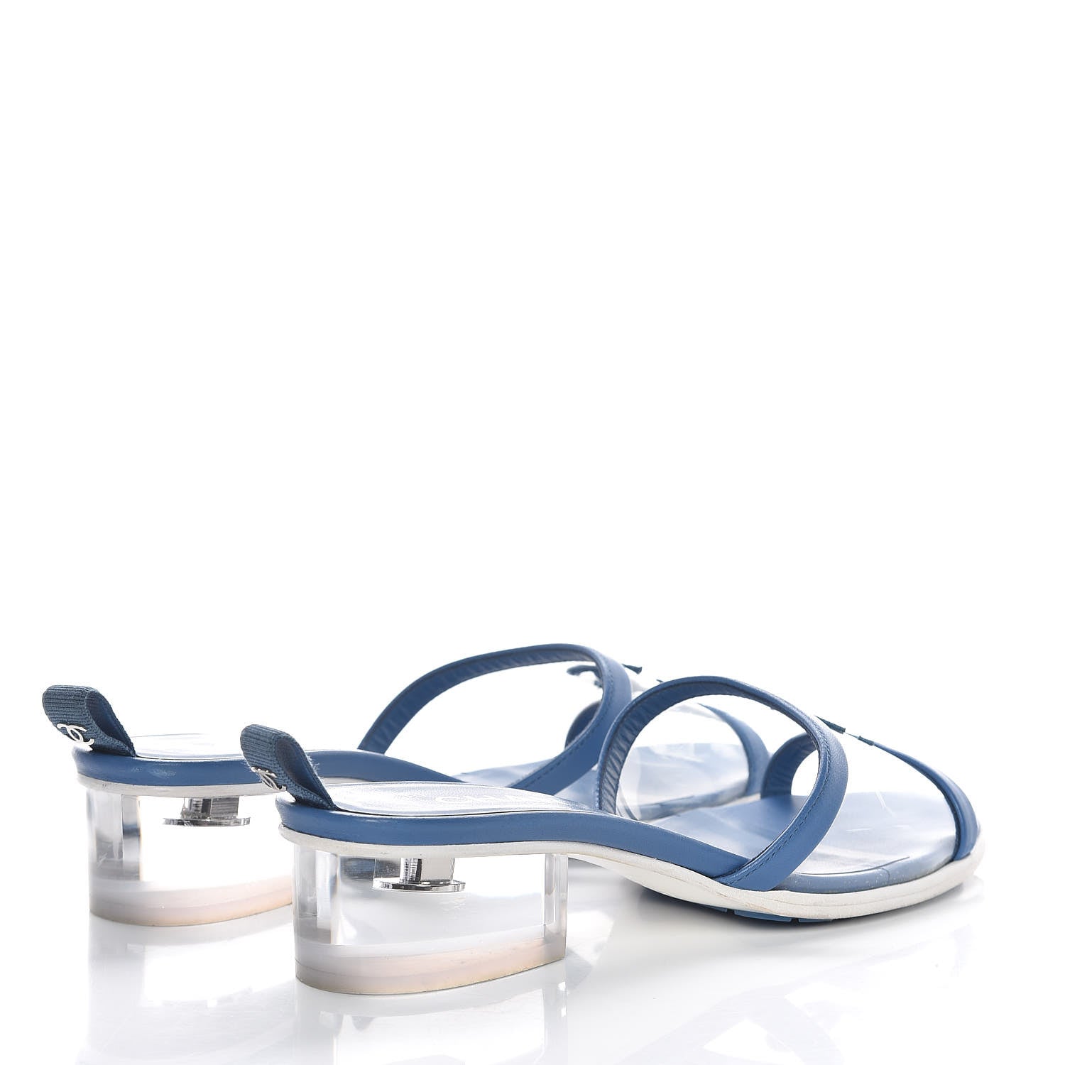 Chanel Lambskin PVC Mule 37.5 Transparent Blue 4 of 8