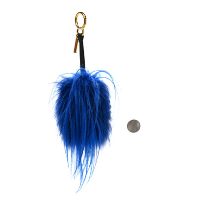 Fendi Shiny Nappa Goat Fox Fur Studded Punkito Karlito Bag Charm White Black Blue Neon 2 of 5