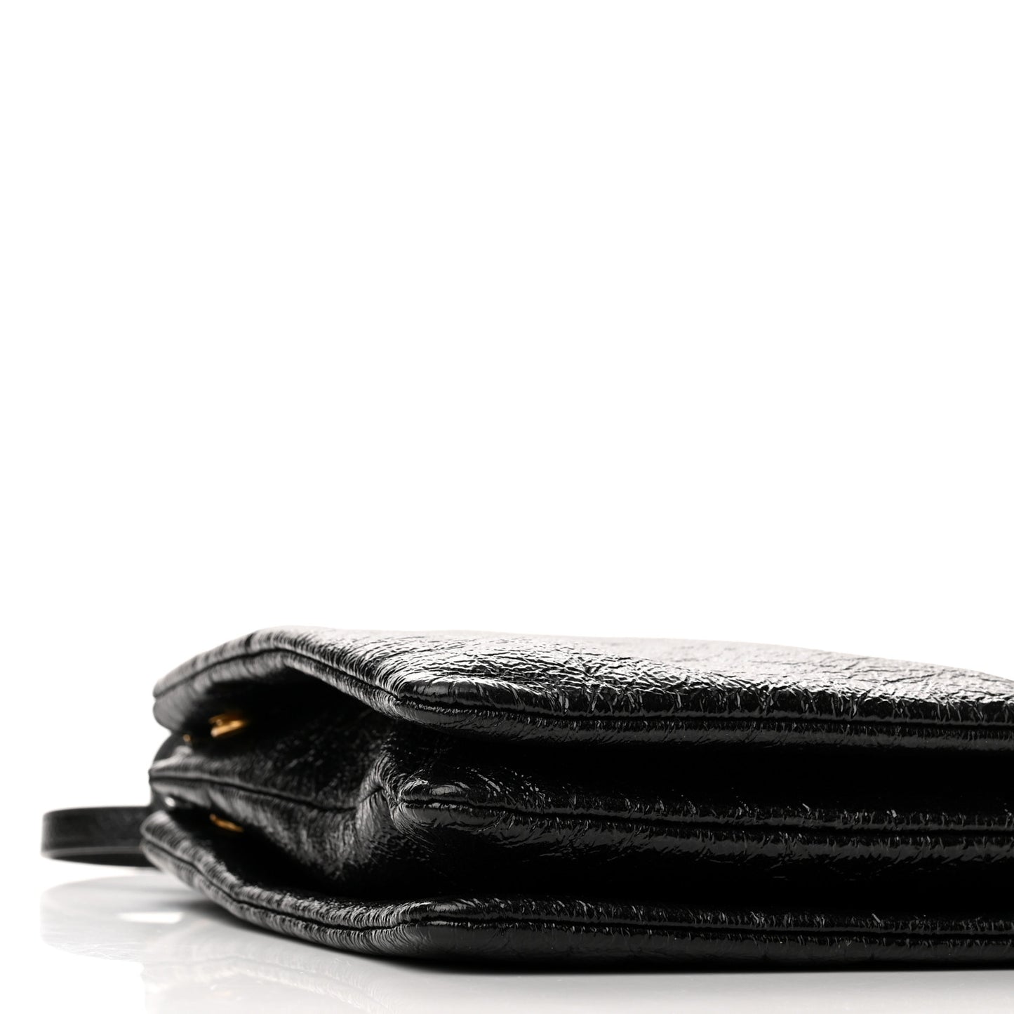 Shiny Goatskin Large Trio Crossbody Bag Black