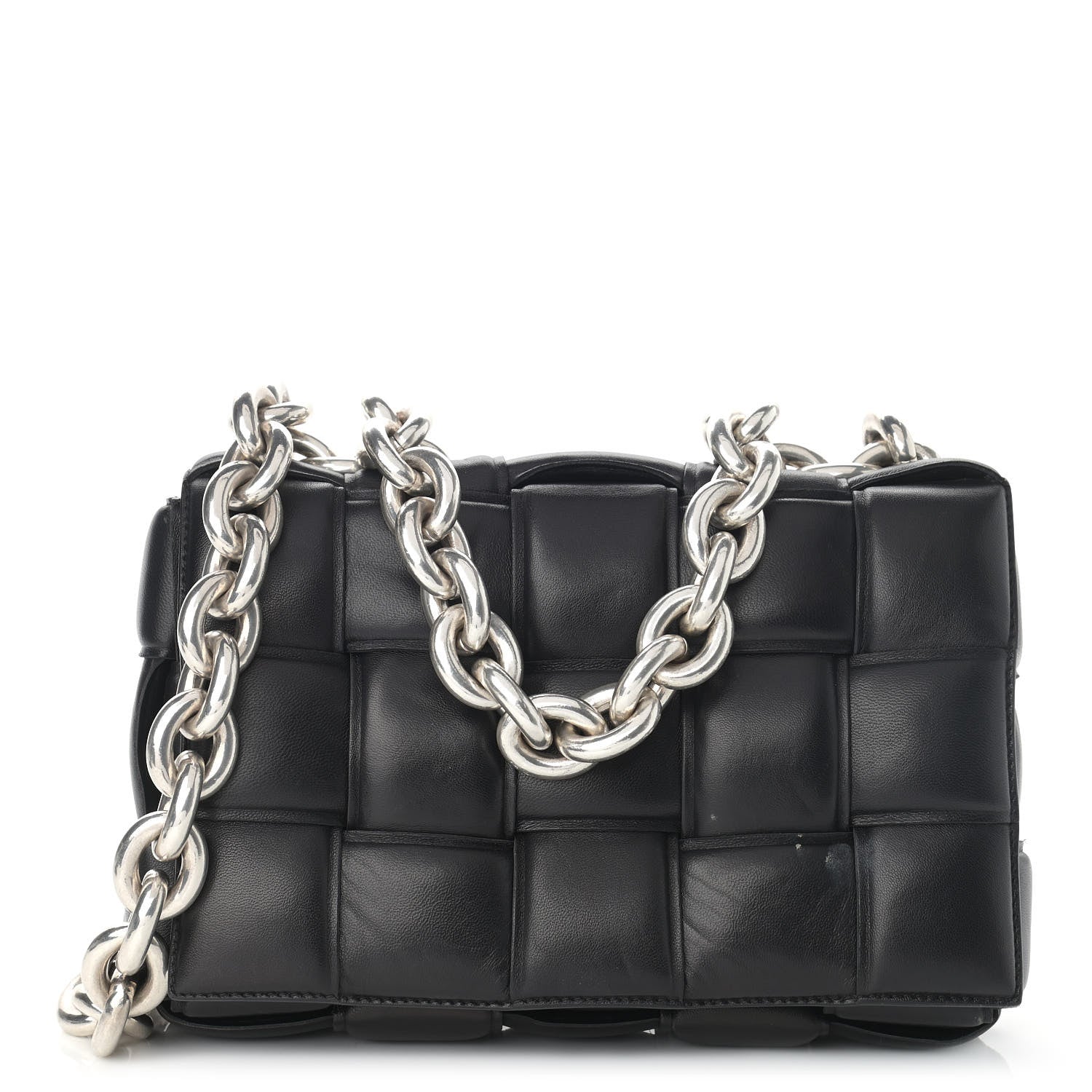 Bottega Veneta Lambskin Maxi Intreccio Padded Chain Cassette Crossbody Bag Black 1 of 16