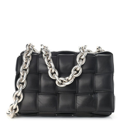 Bottega Veneta Lambskin Maxi Intreccio Padded Chain Cassette Crossbody Bag Black 1 of 16