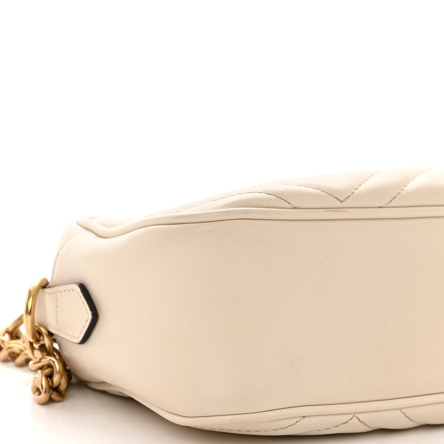 Calfskin Matelasse Small GG Marmont Chain Shoulder Bag White