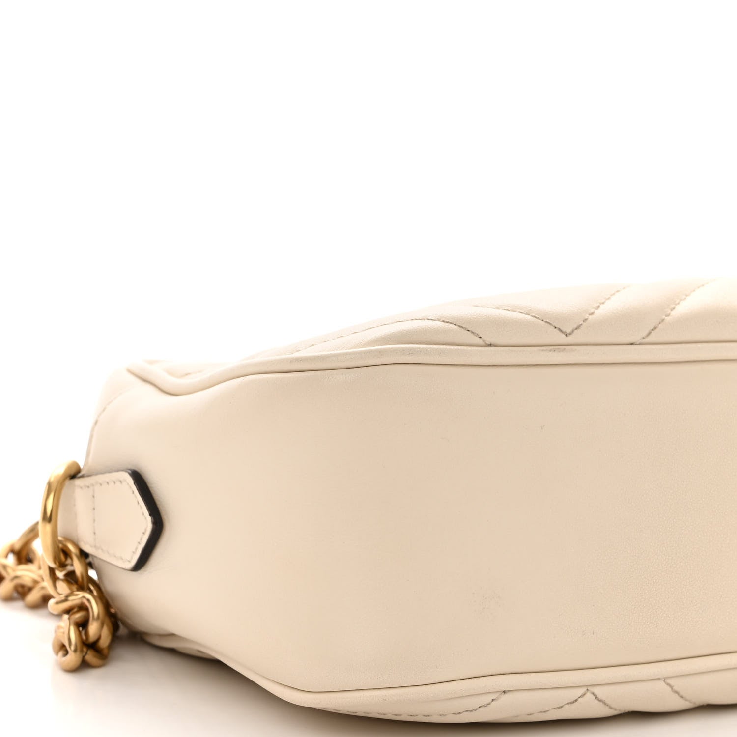 Gucci Calfskin Matelasse Small GG Marmont Chain Shoulder Bag White 9 of 11