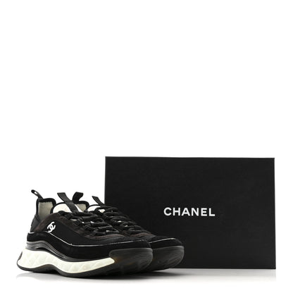 Chanel Fabric Suede CC Sneakers 40 Black Dark Grey 12 of 12