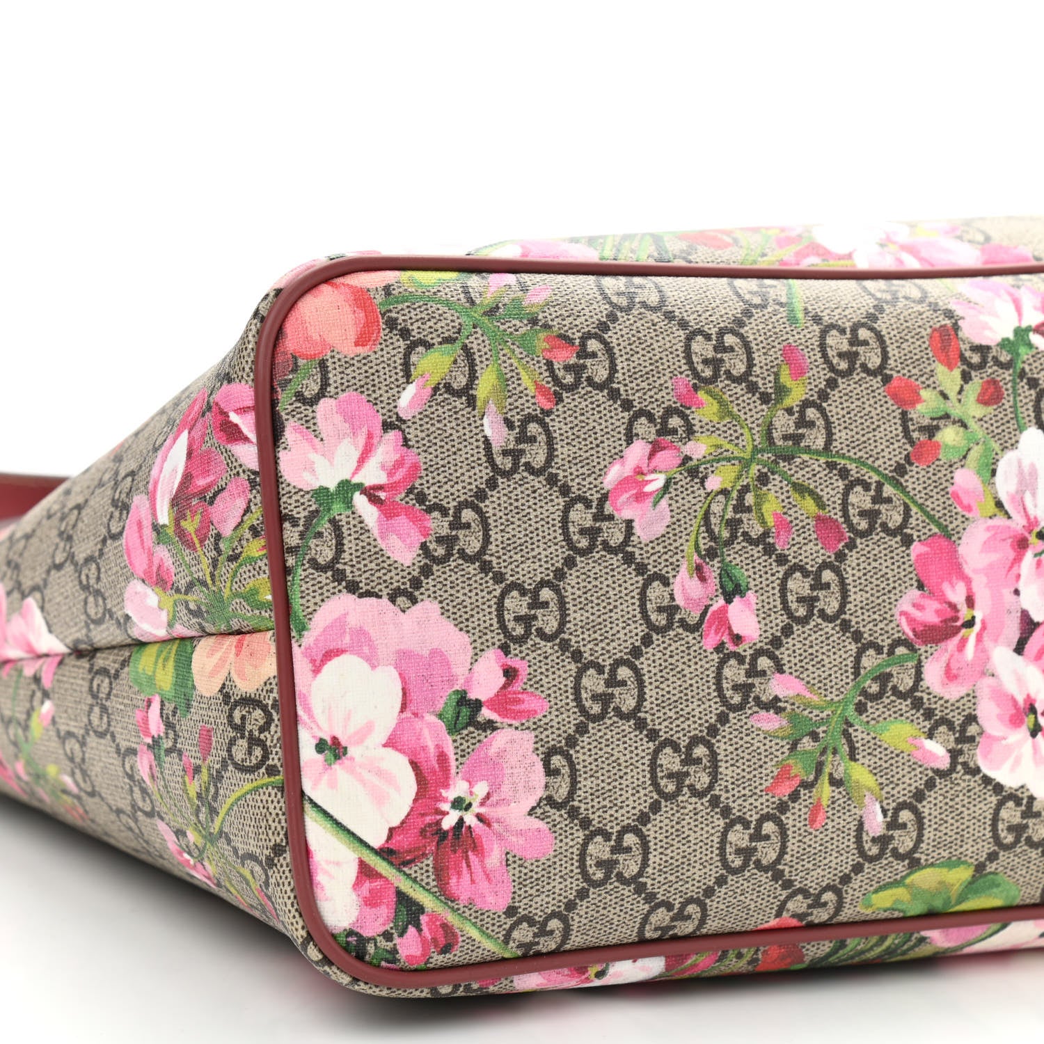 Gucci GG Supreme Monogram Blooms Medium Zippered Tote Beige Multicolor Dry Rose 9 of 10