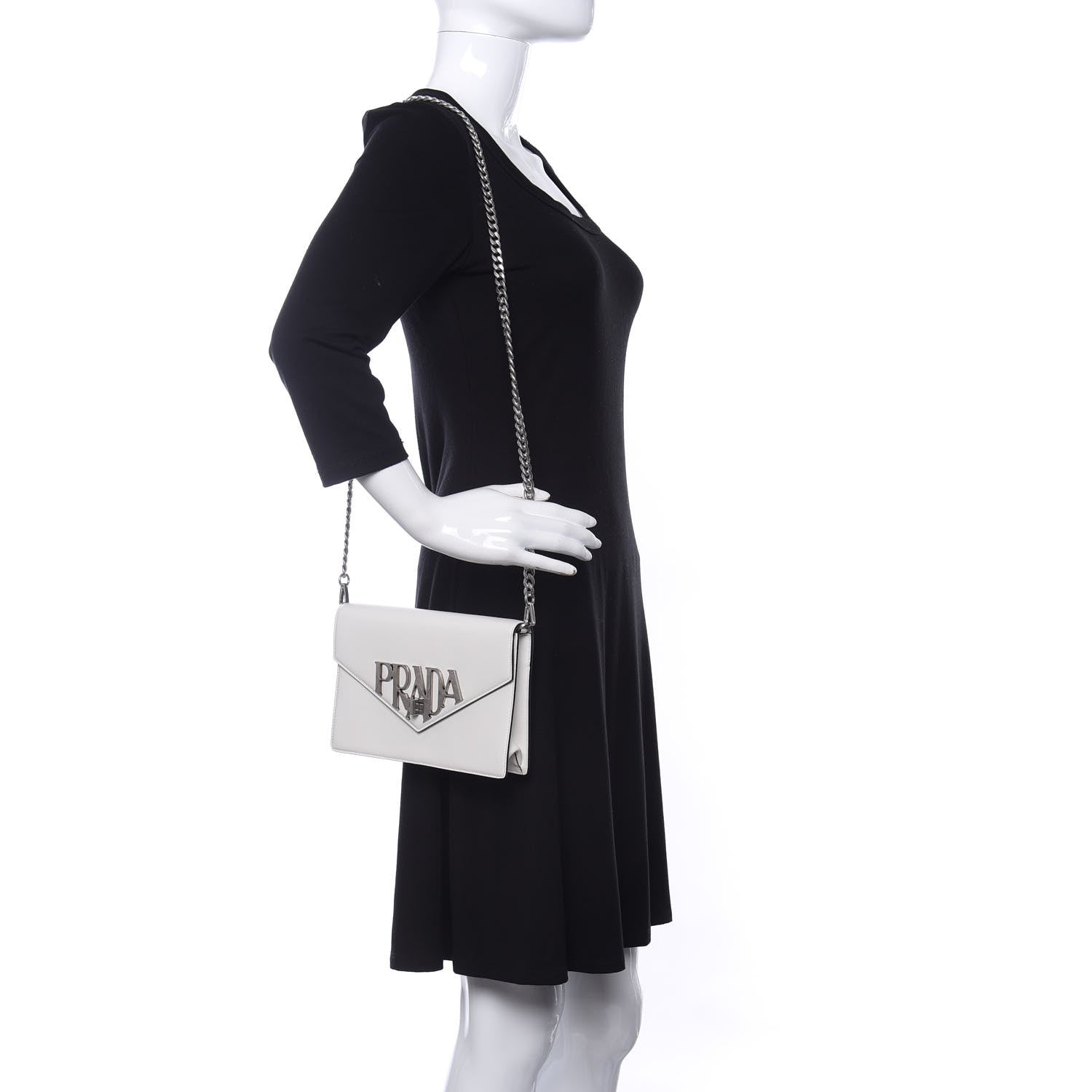 Prada Spazzolato Logo Envelope Shoulder Bag White 2 of 9