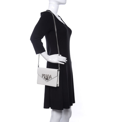 Prada Spazzolato Logo Envelope Shoulder Bag White 2 of 9