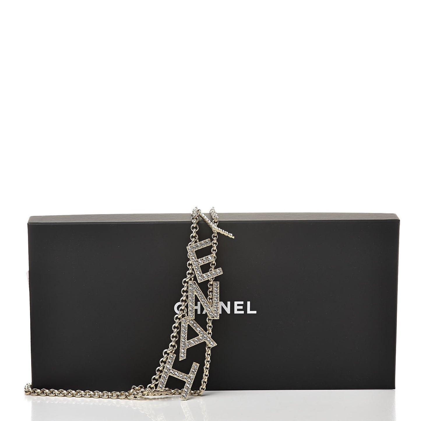 Metal Crystal 90's Icon Logo Chain Belt Gold