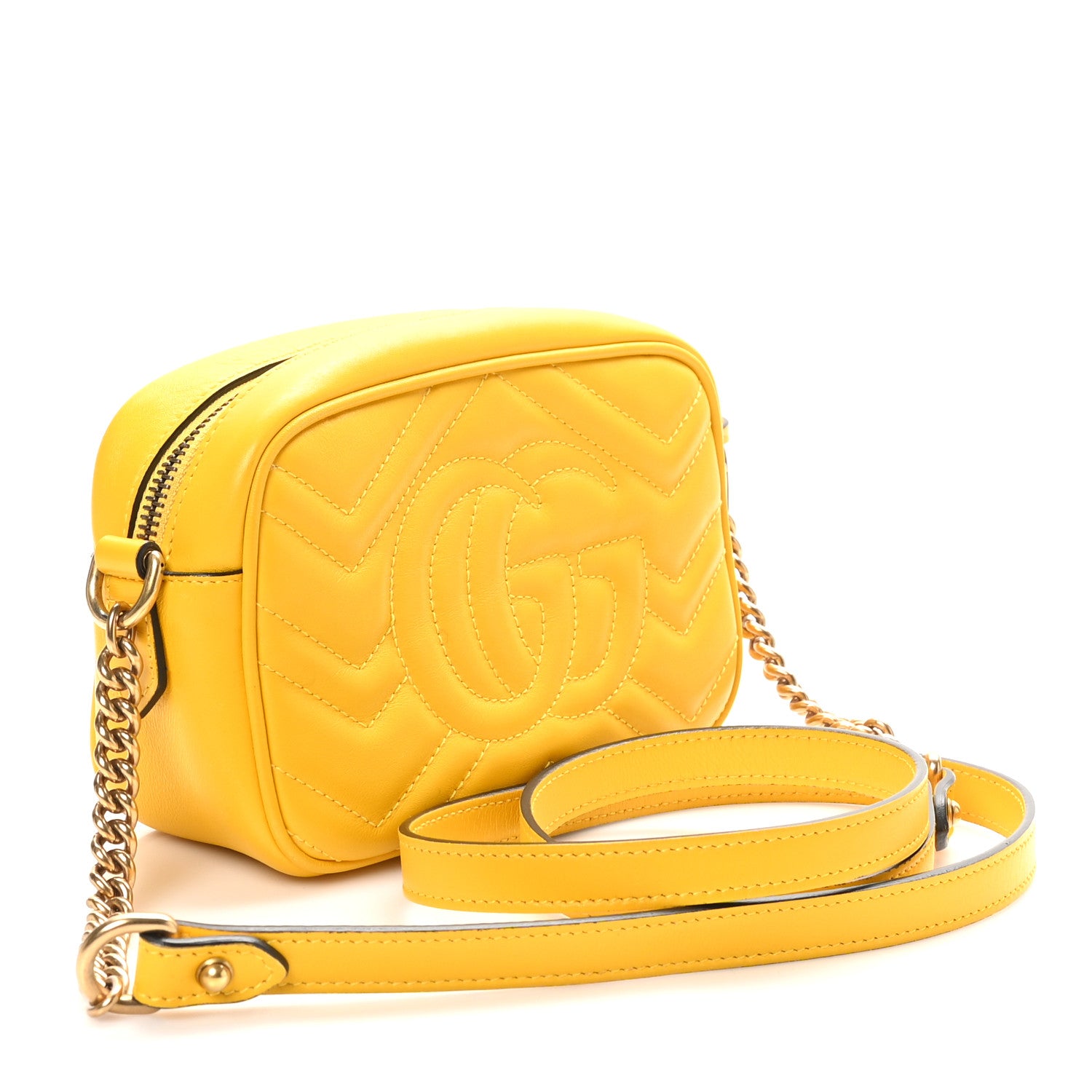 Gucci Calfskin Matelasse Mini GG Marmont Chain Shoulder Bag Stone Topaz 3 of 10