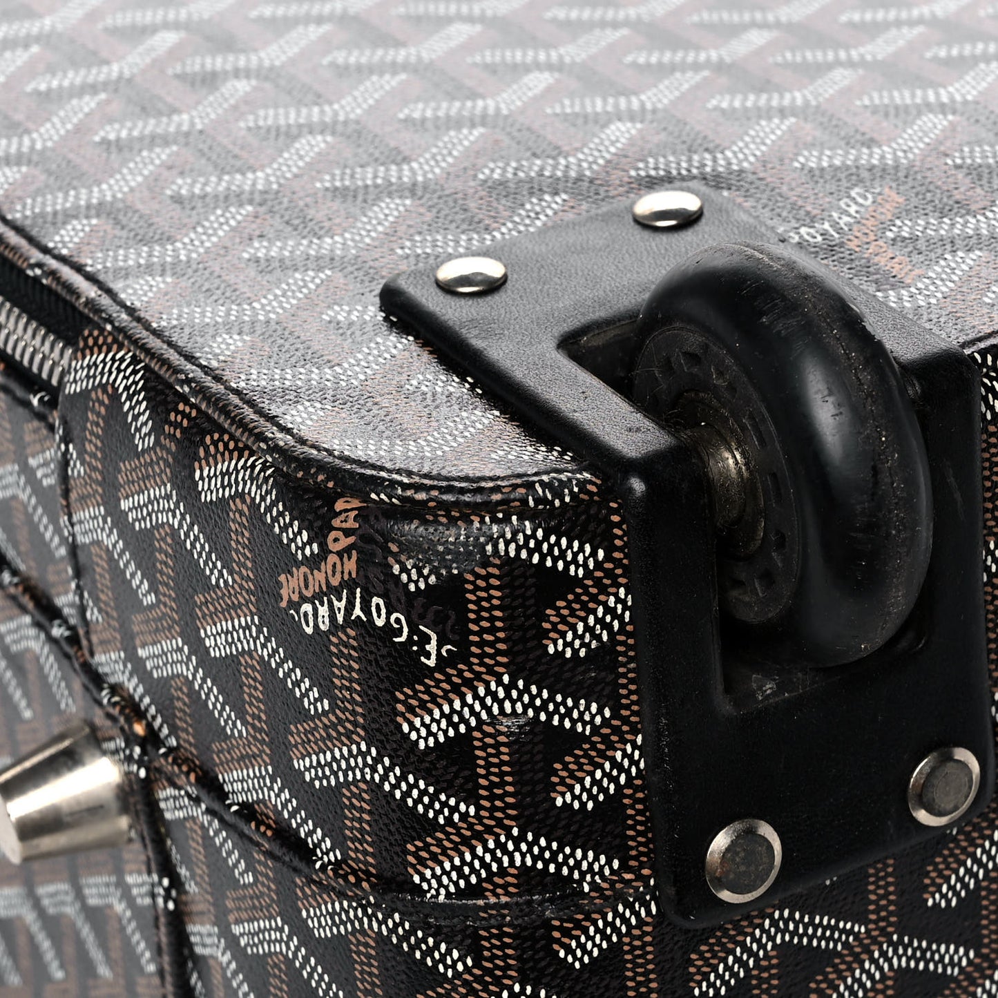 Goyardine Rolling Suitcase Trolley PM Black