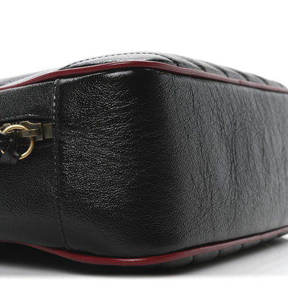 Gucci Vintage Effect Calfskin Matelasse Diagonal Small Torchon GG Marmont Bamboo Top Handle Shoulder Bag Black Romantic Cherry 9 of 10